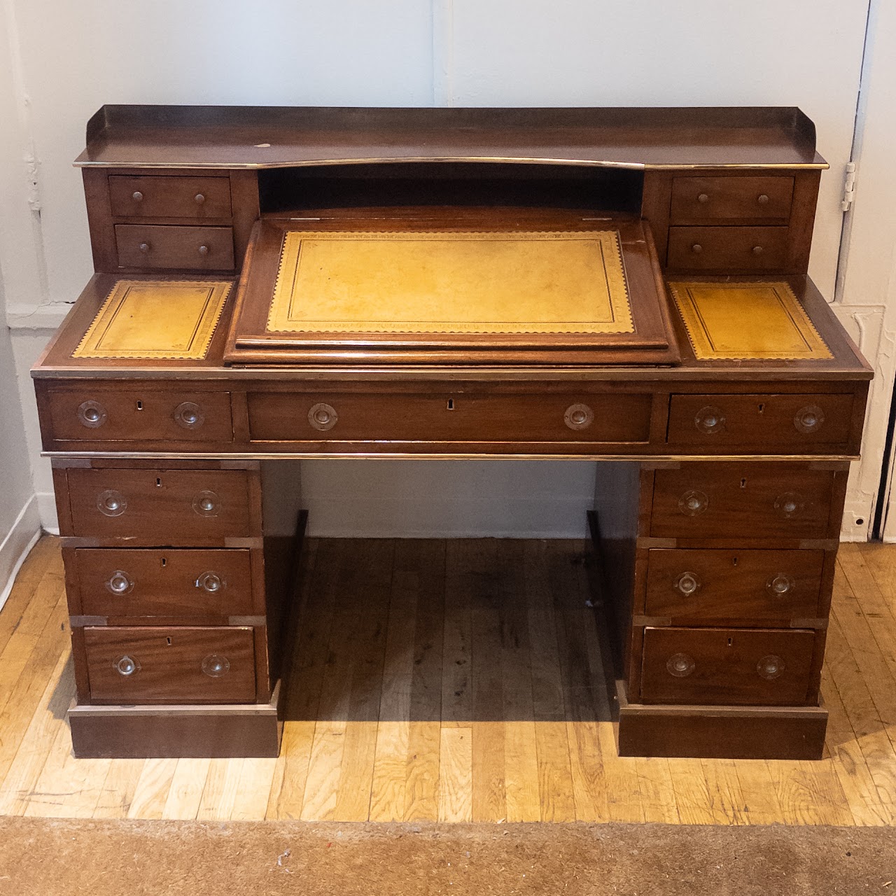 Mahogany Dickens Inspired Leather Top Campaign Desk