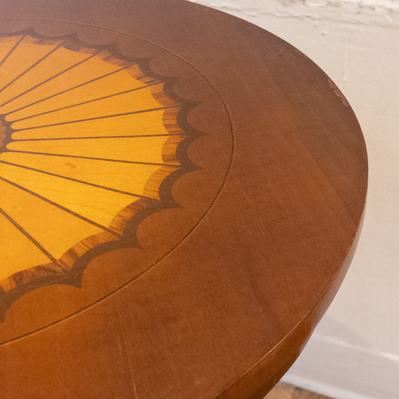 Italian Inlaid Top Pedestal Accent Table