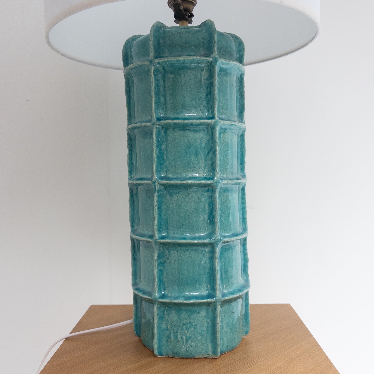 Blue Windowpane Ceramic Table Lamp