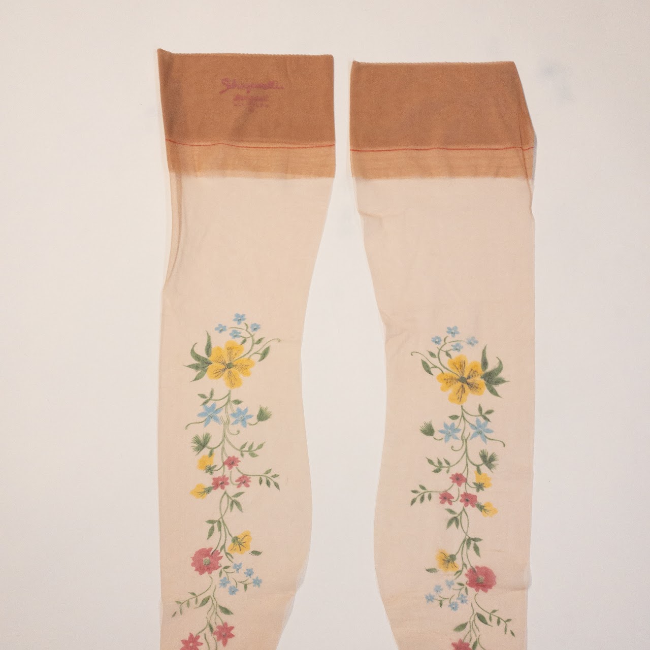 Schiaparelli 'Bouquet' Vintage Floral Printed Stockings