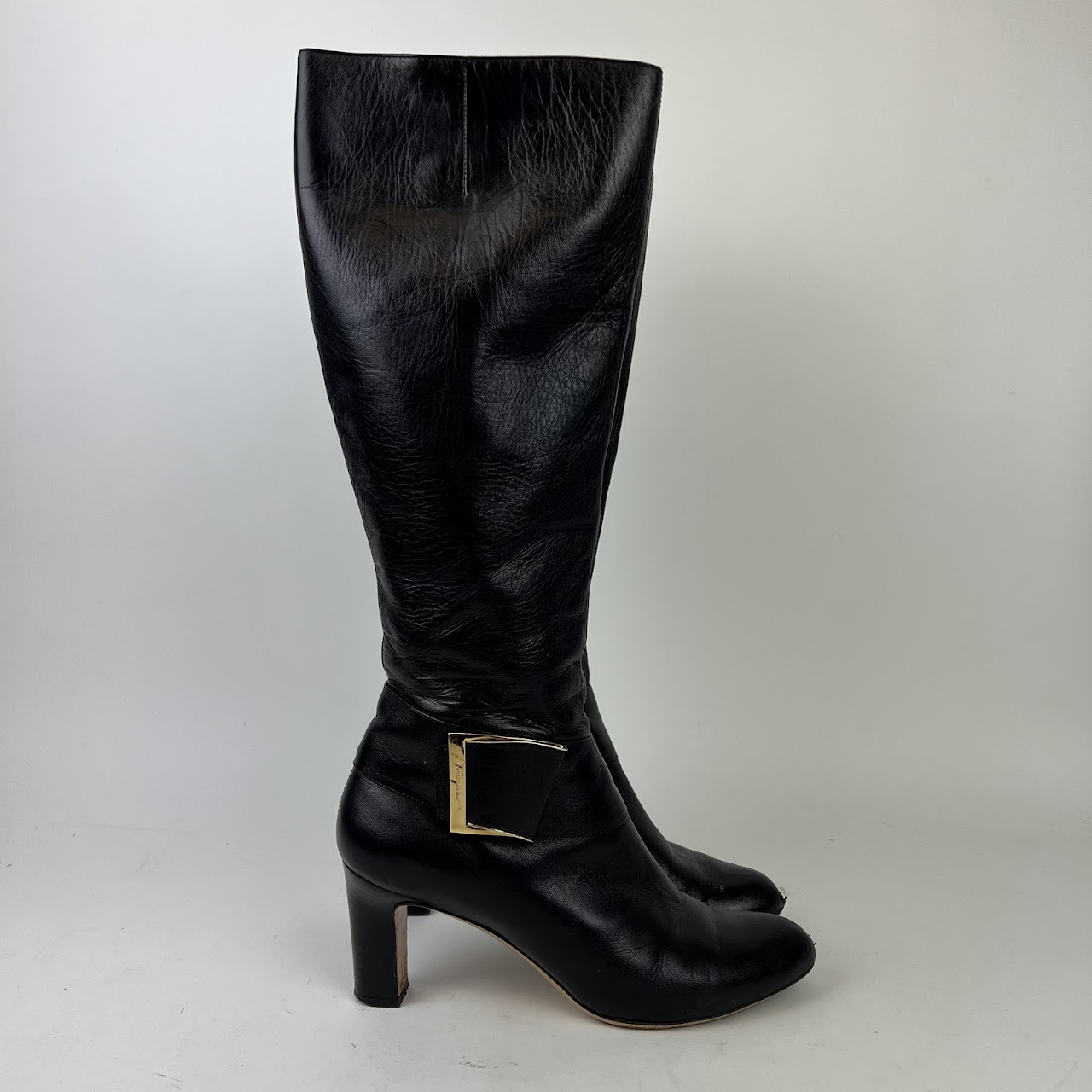 Salvatore Ferragamo Black Knee High Boots