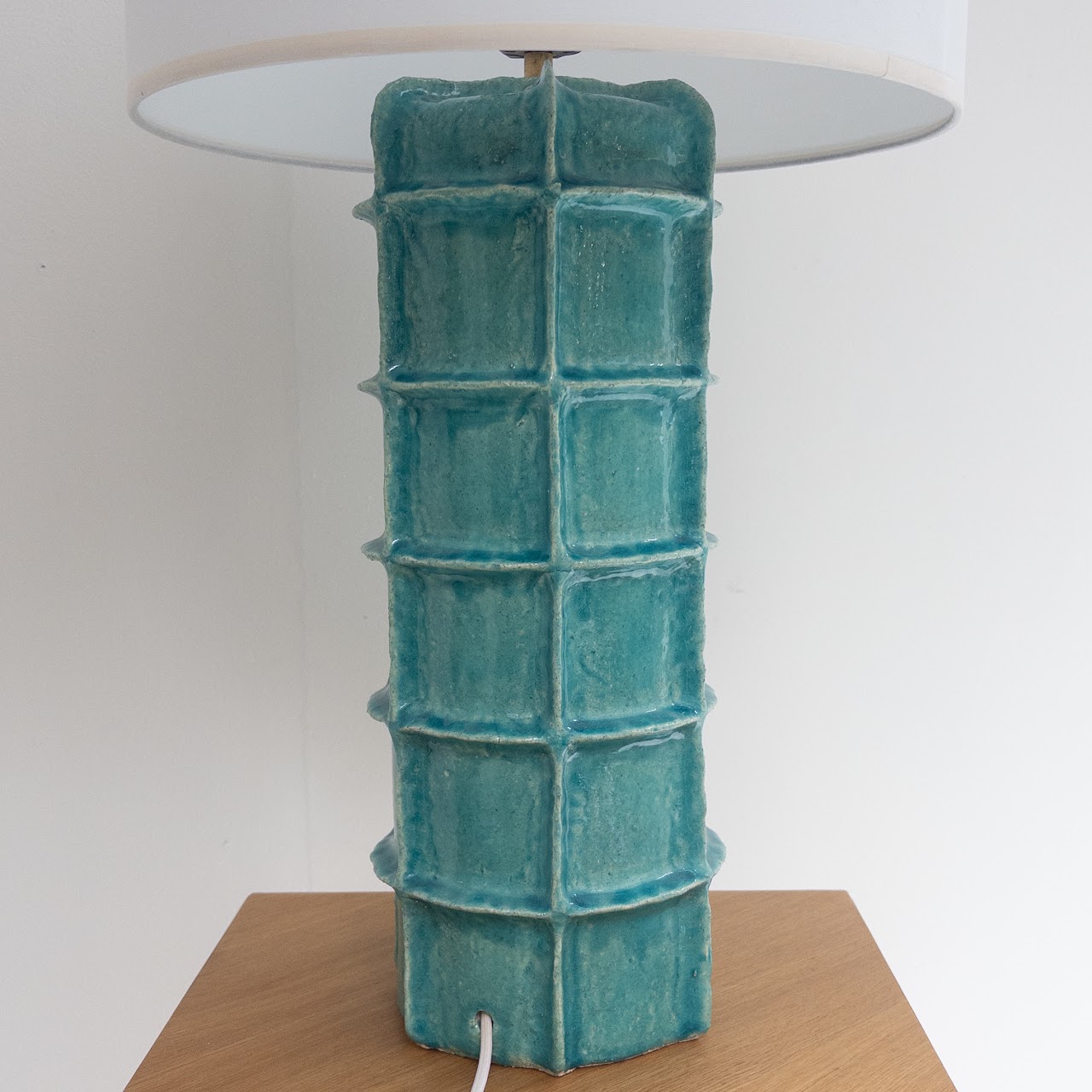 Blue Windowpane Ceramic Table Lamp