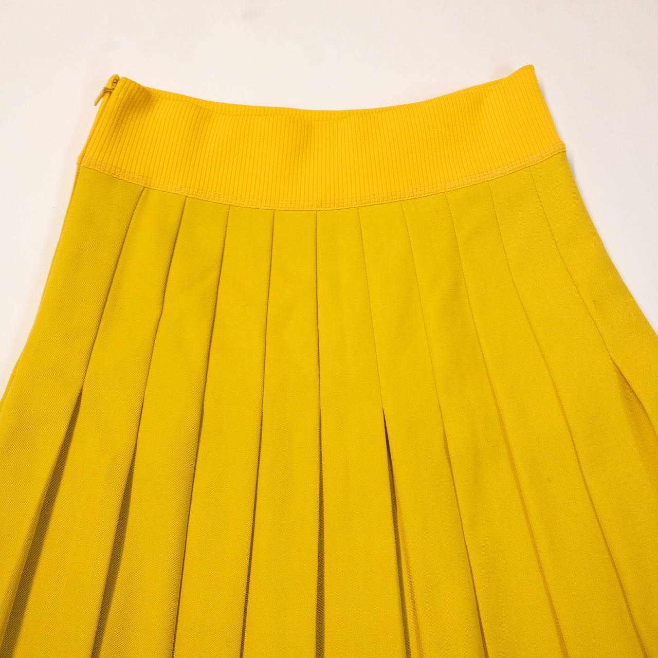 Fendi Pleated Yellow Full-Circle Midi Skirt