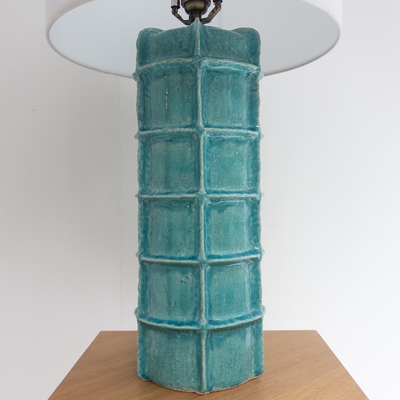 Blue Windowpane Ceramic Table Lamp