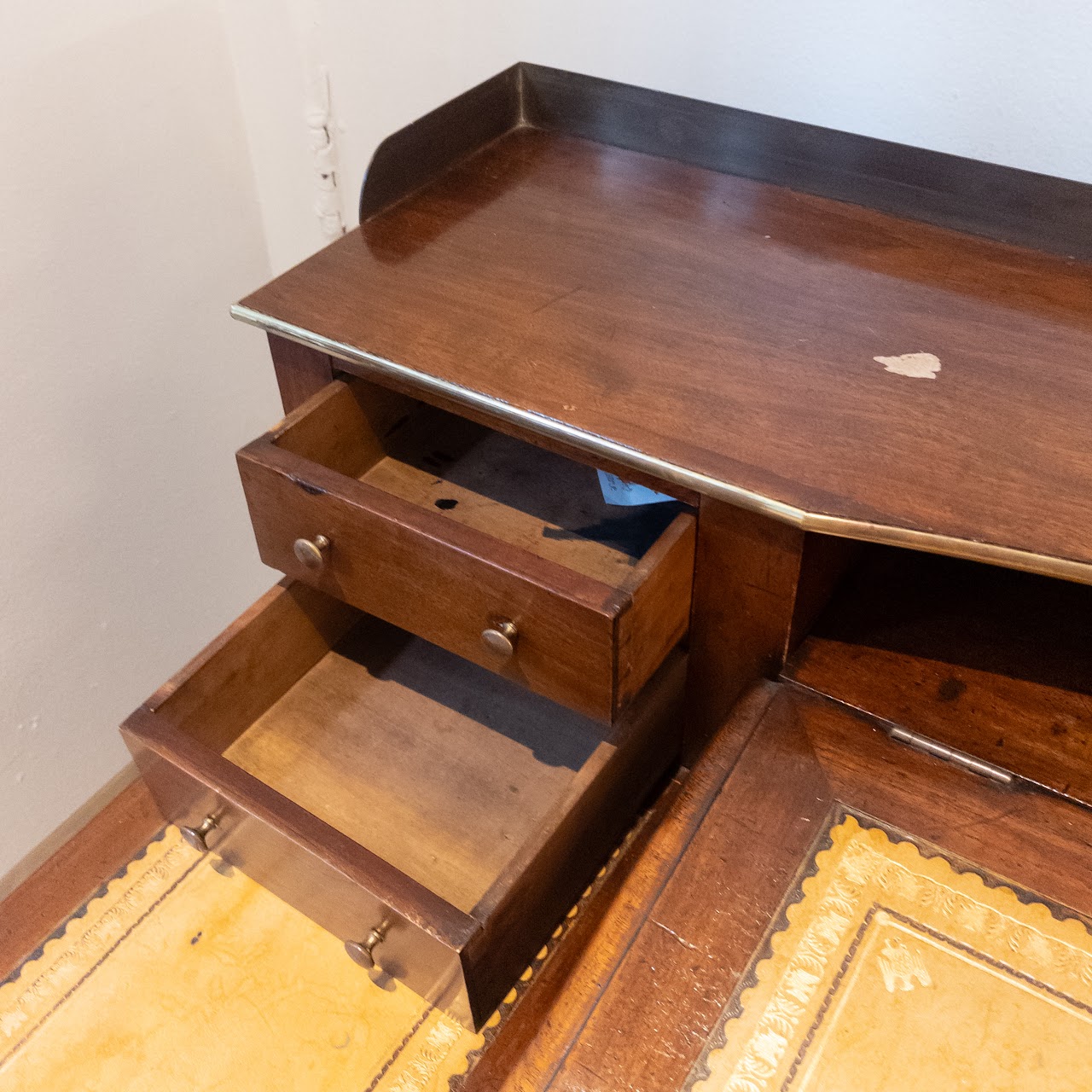 Mahogany Dickens Inspired Leather Top Campaign Desk