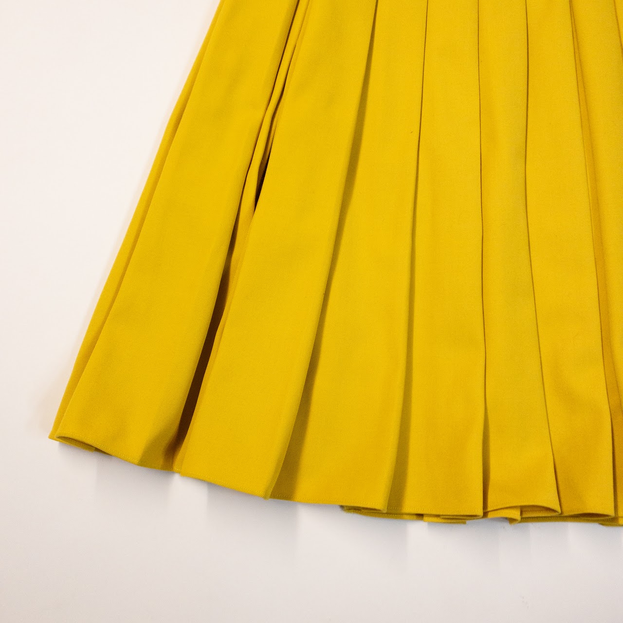 Fendi Pleated Yellow Full-Circle Midi Skirt