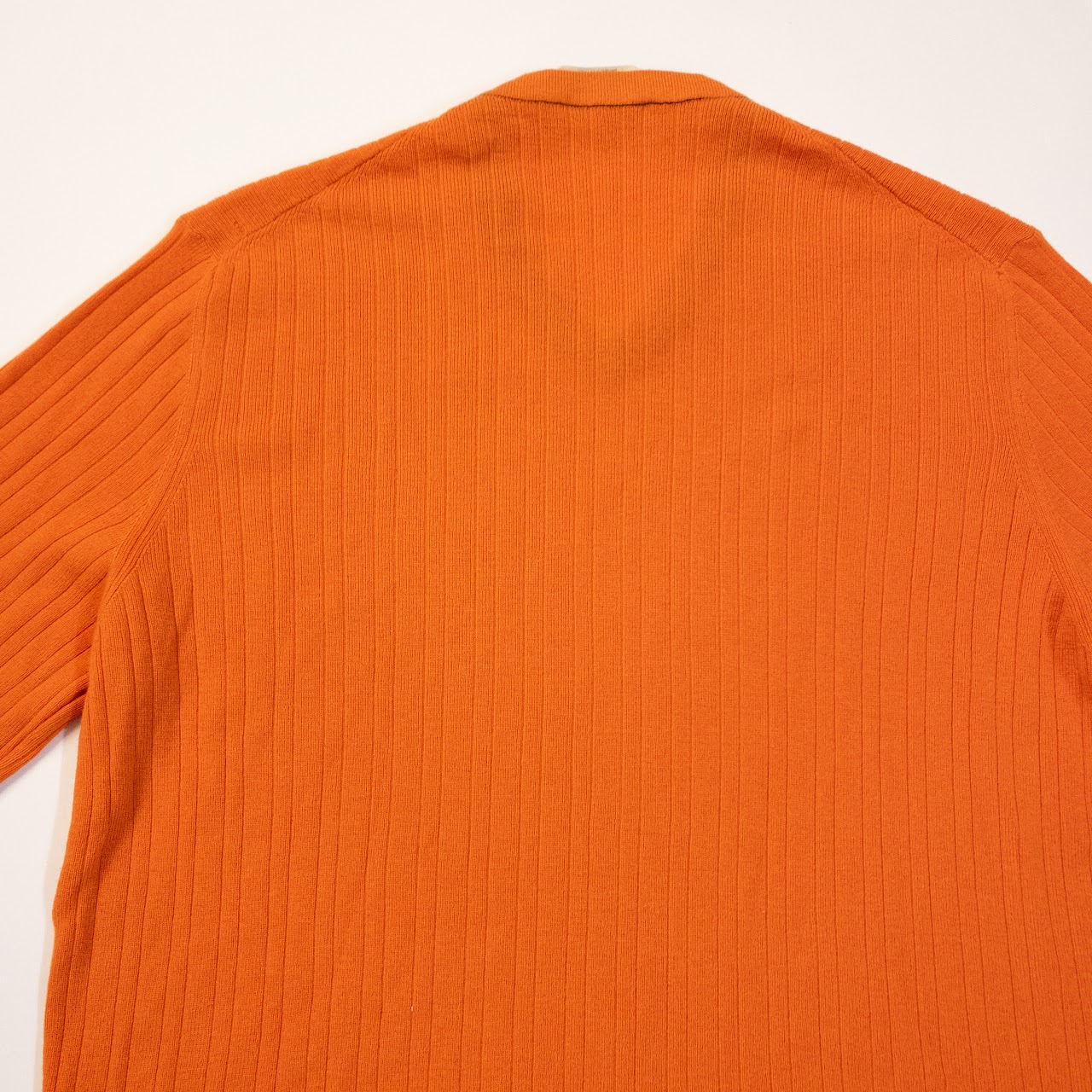 Hermès Pumpkin Orange Vintage Ribbed V-Neck Cashmere Sweater