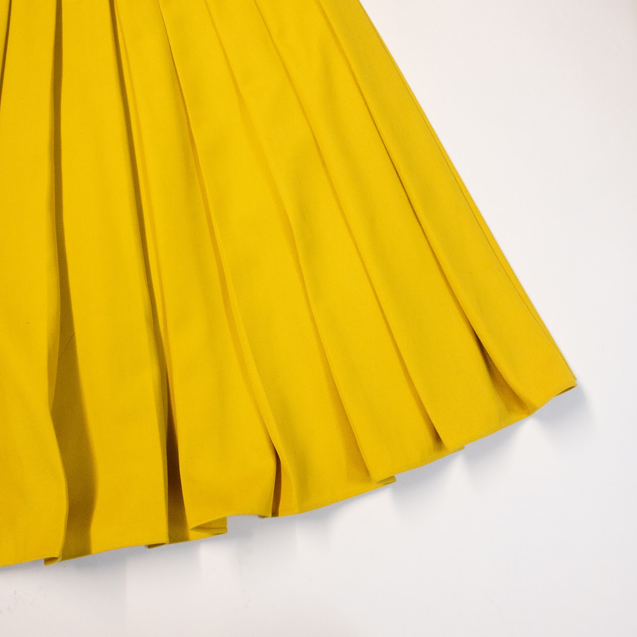 Fendi Pleated Yellow Full-Circle Midi Skirt