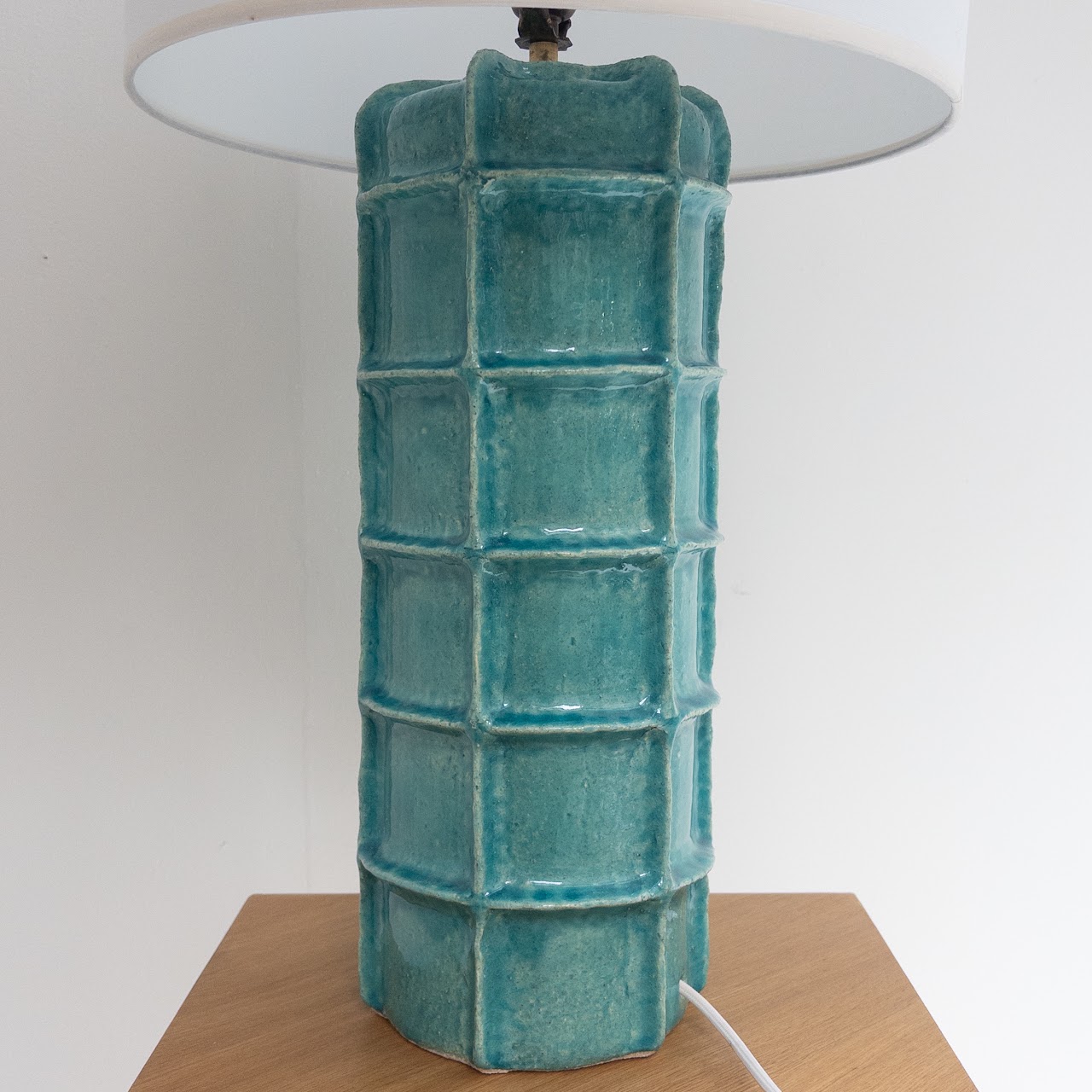 Blue Windowpane Ceramic Table Lamp