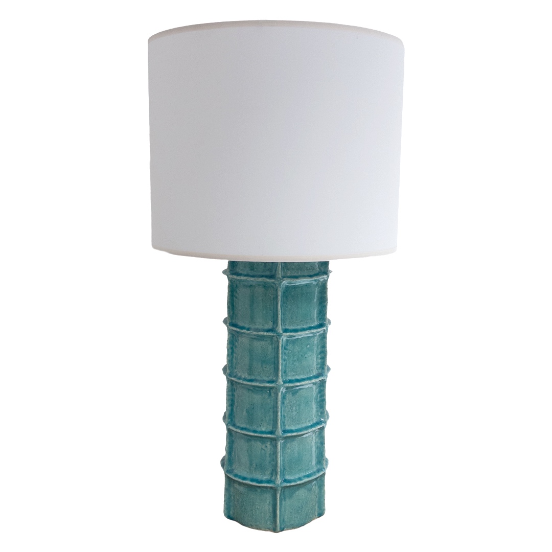 Blue Windowpane Ceramic Table Lamp