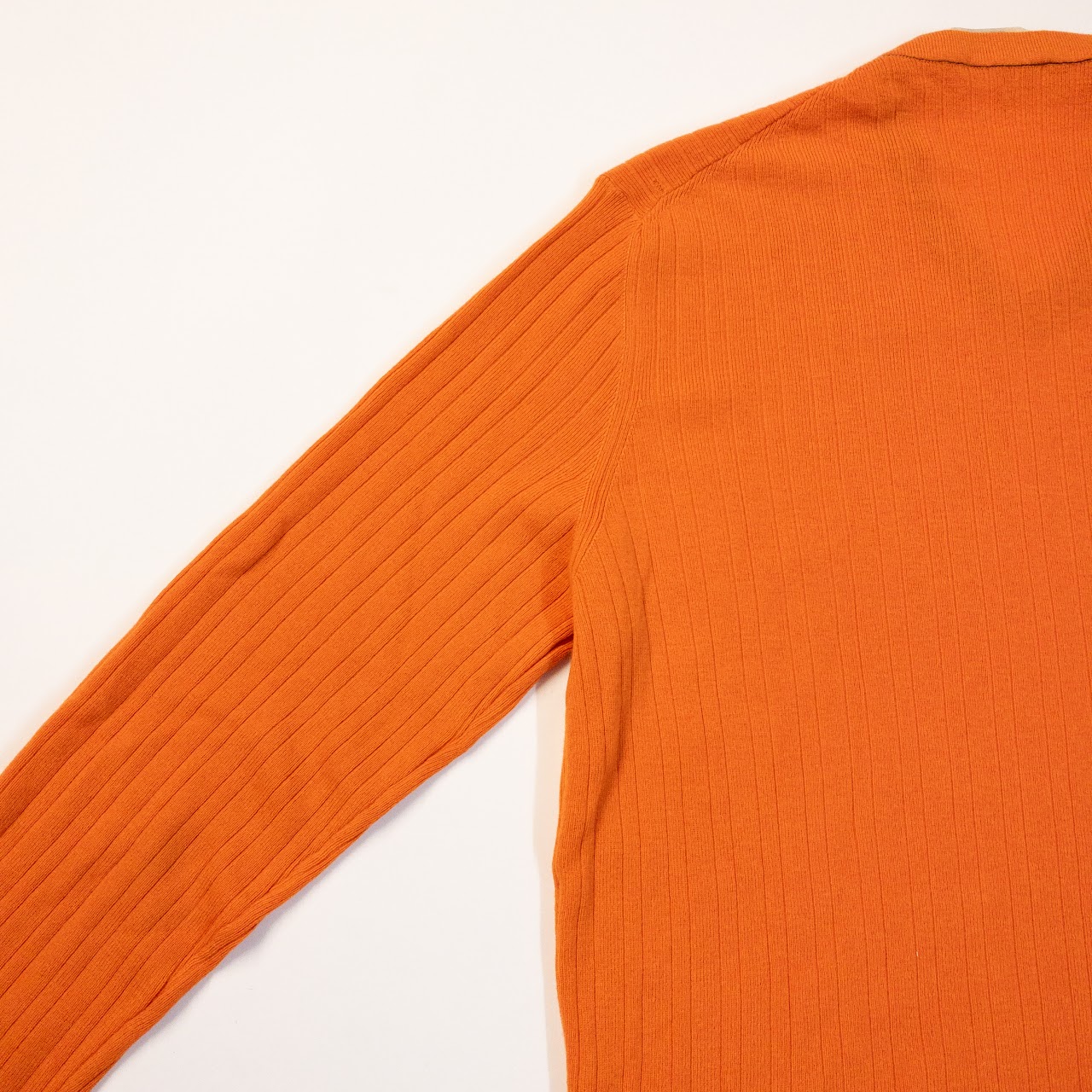 Hermès Pumpkin Orange Vintage Ribbed V-Neck Cashmere Sweater