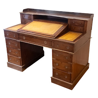 Mahogany Dickens Inspired Leather Top Campaign Desk