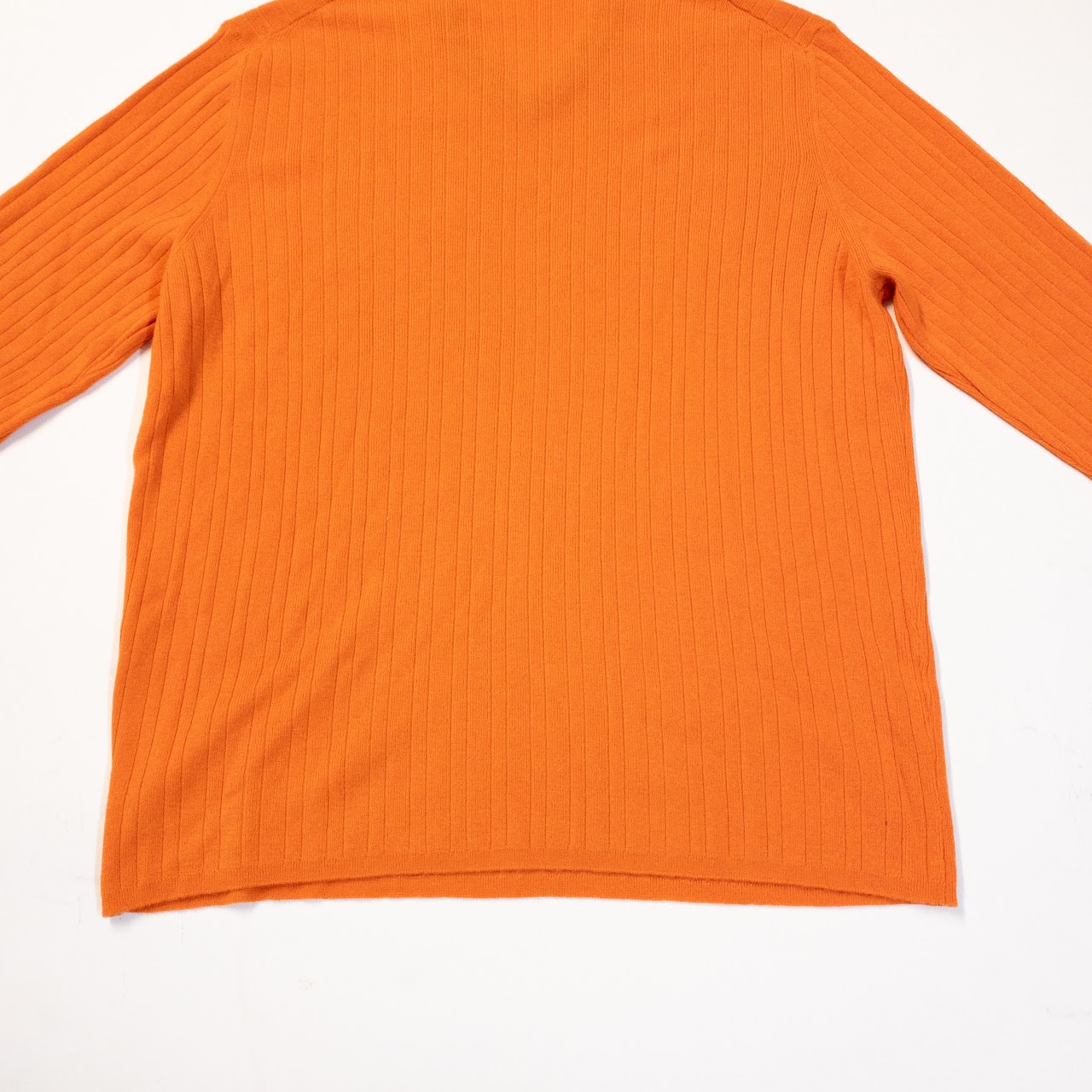 Hermès Pumpkin Orange Vintage Ribbed V-Neck Cashmere Sweater