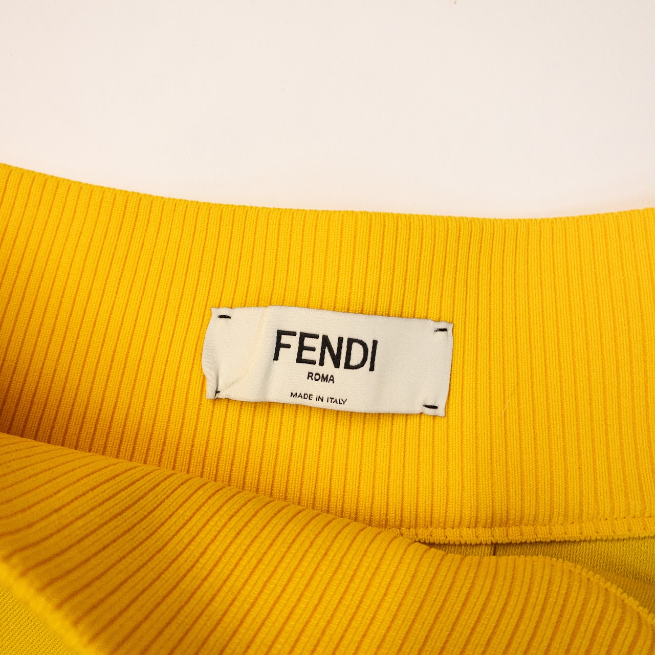 Fendi Pleated Yellow Full-Circle Midi Skirt