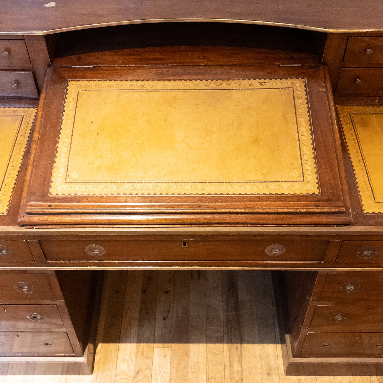 Mahogany Dickens Inspired Leather Top Campaign Desk