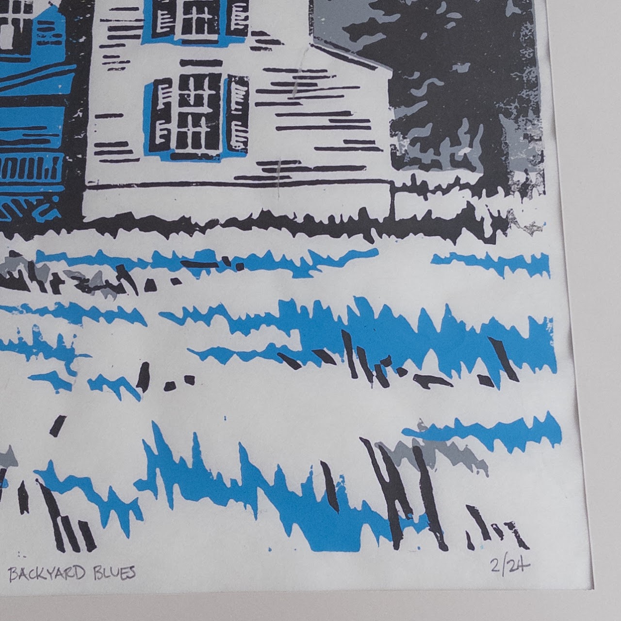 John Krause 'Backyard Blues' Signed Woodcut