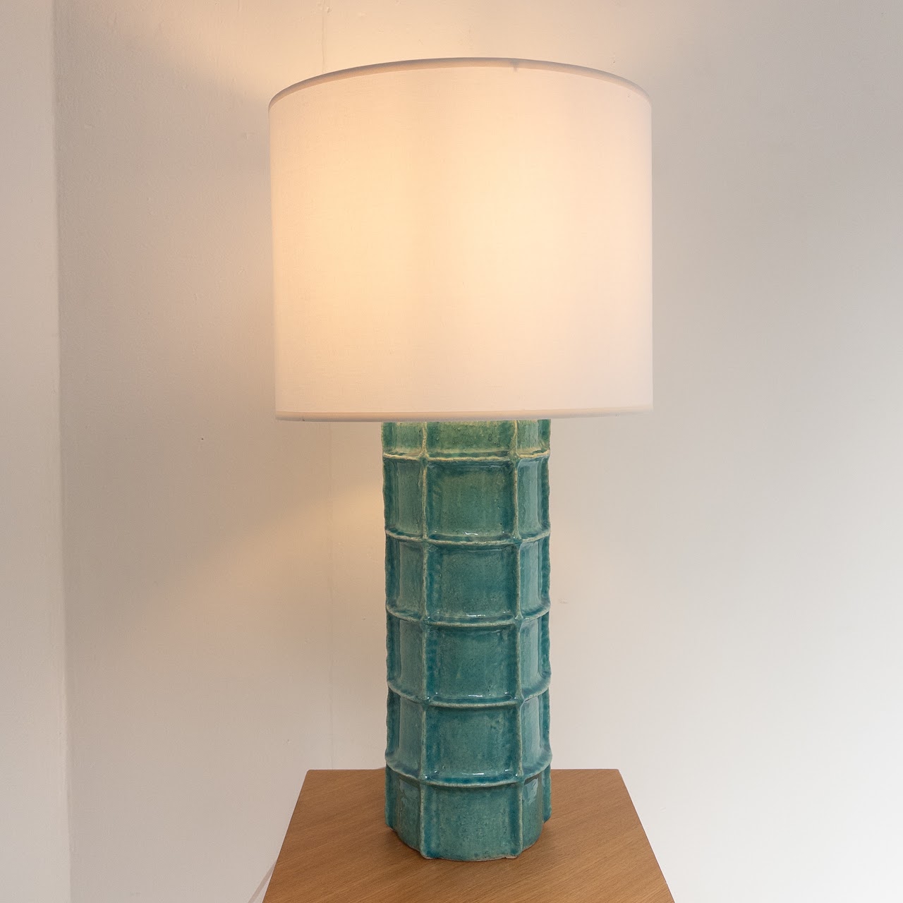 Blue Windowpane Ceramic Table Lamp