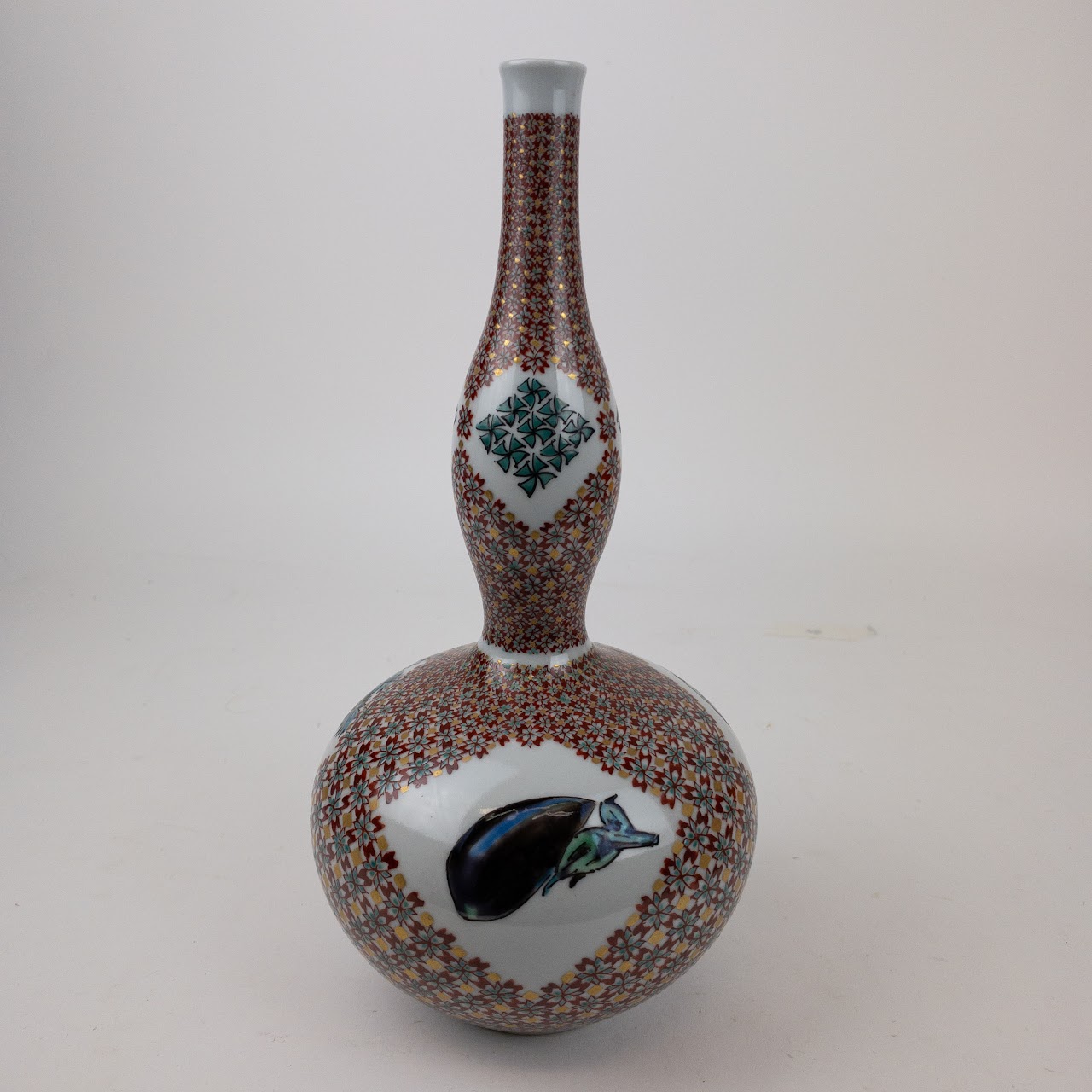 Early 20th C. Kutani Japanese Porcelain Gourd Vase