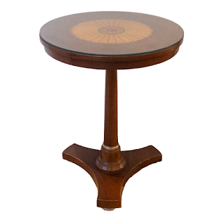 Italian Inlaid Top Pedestal Accent Table