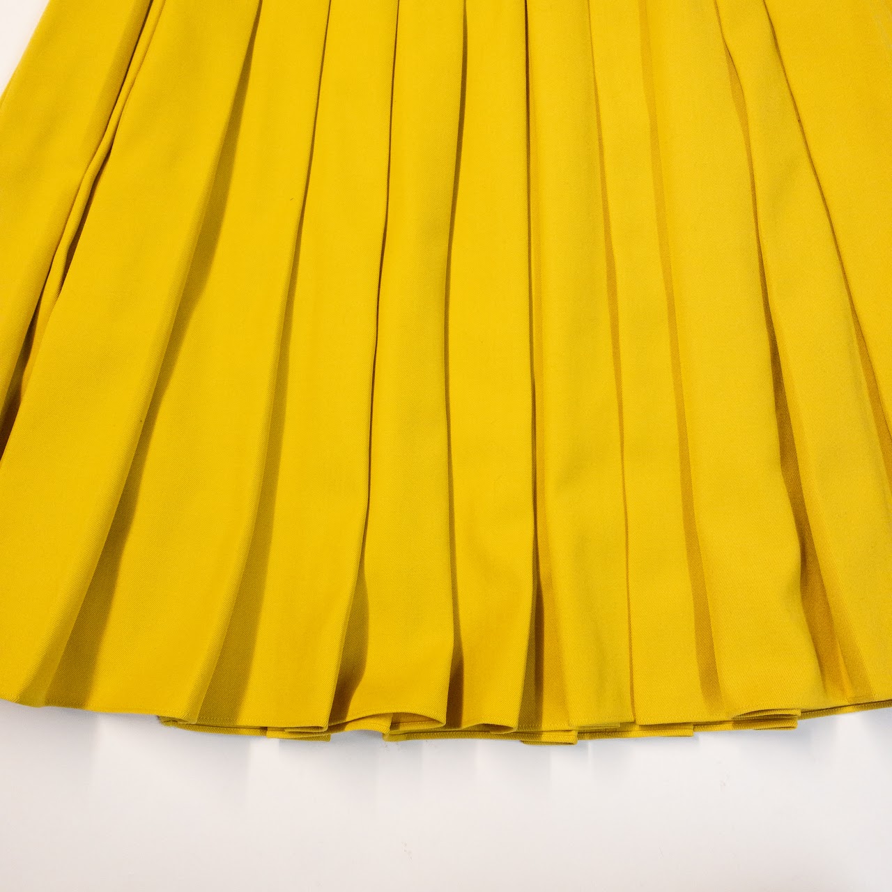 Fendi Pleated Yellow Full-Circle Midi Skirt