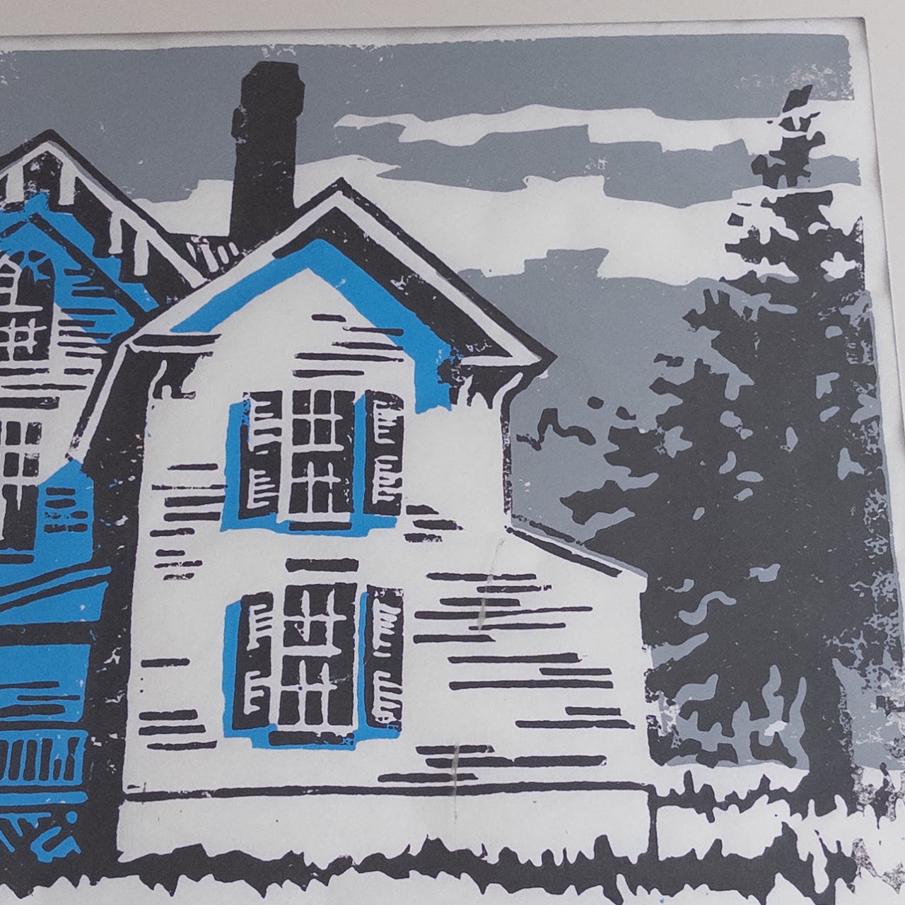 John Krause 'Backyard Blues' Signed Woodcut