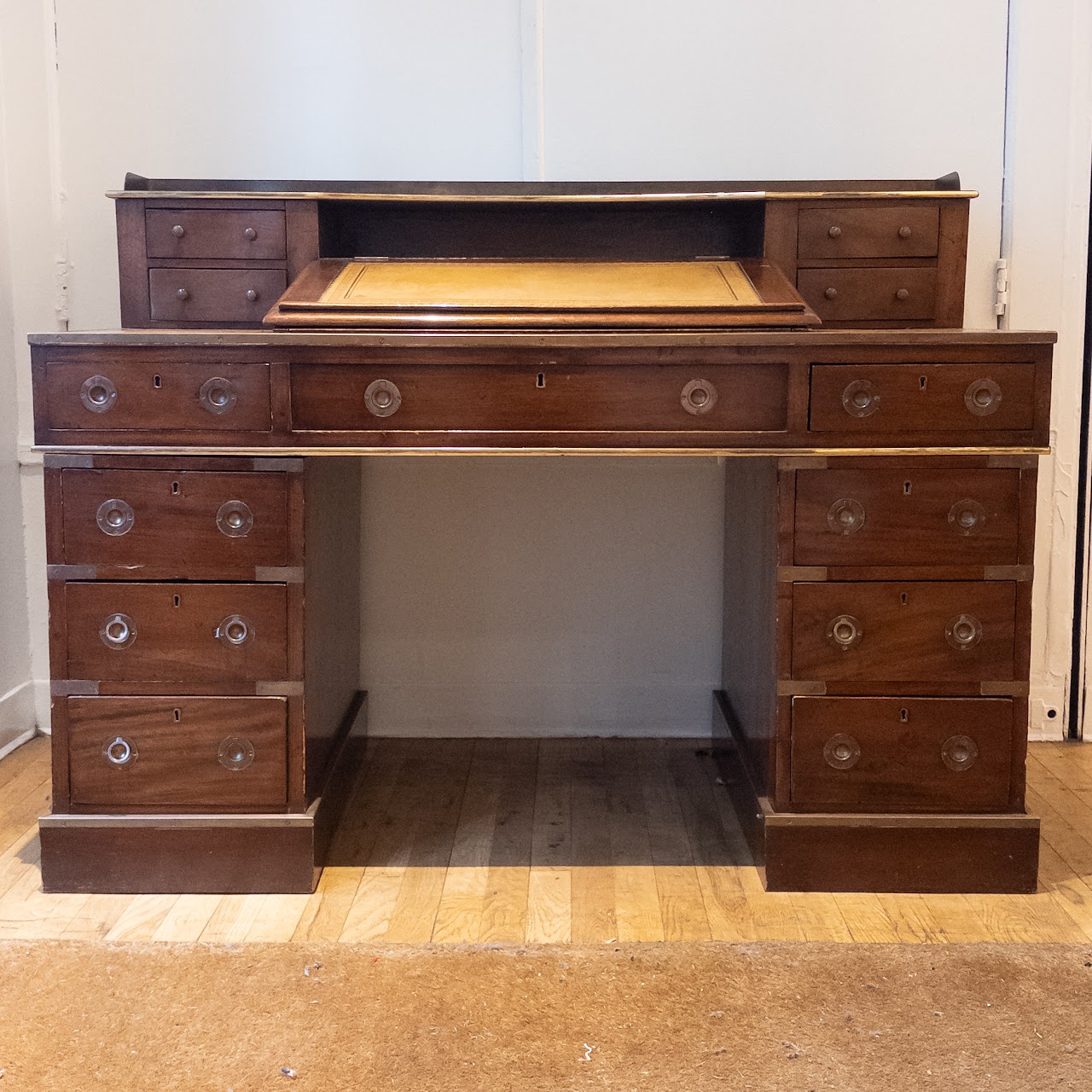 Mahogany Dickens Inspired Leather Top Campaign Desk