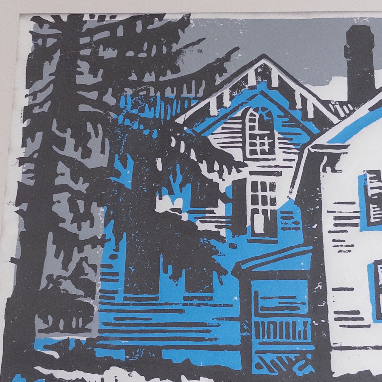 John Krause 'Backyard Blues' Signed Woodcut