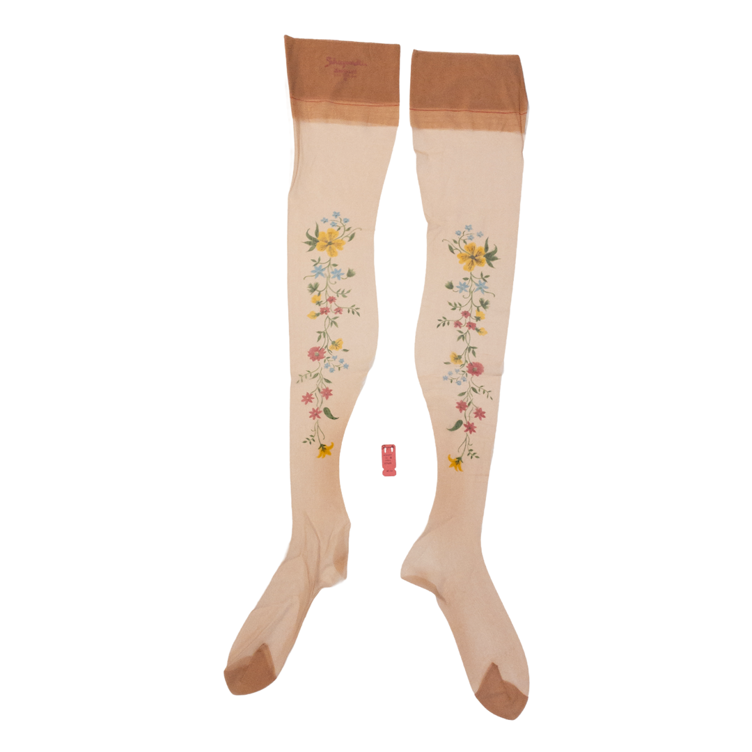 Schiaparelli 'Bouquet' Vintage Floral Printed Stockings