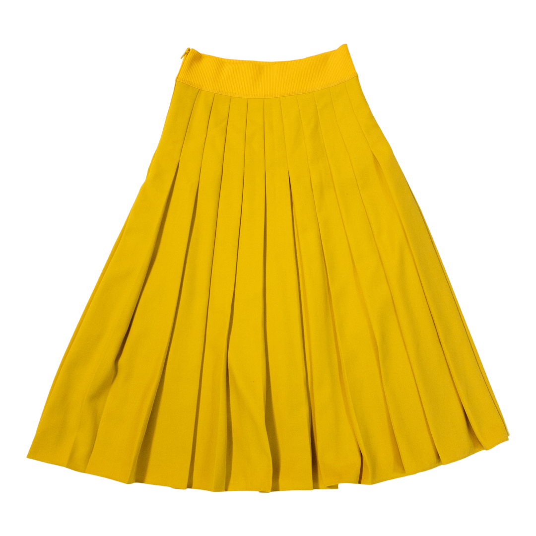 Fendi Pleated Yellow Full-Circle Midi Skirt