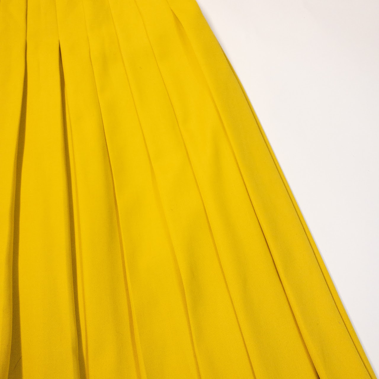 Fendi Pleated Yellow Full-Circle Midi Skirt