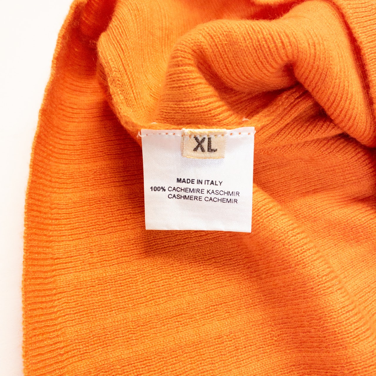 Hermès Pumpkin Orange Vintage Ribbed V-Neck Cashmere Sweater