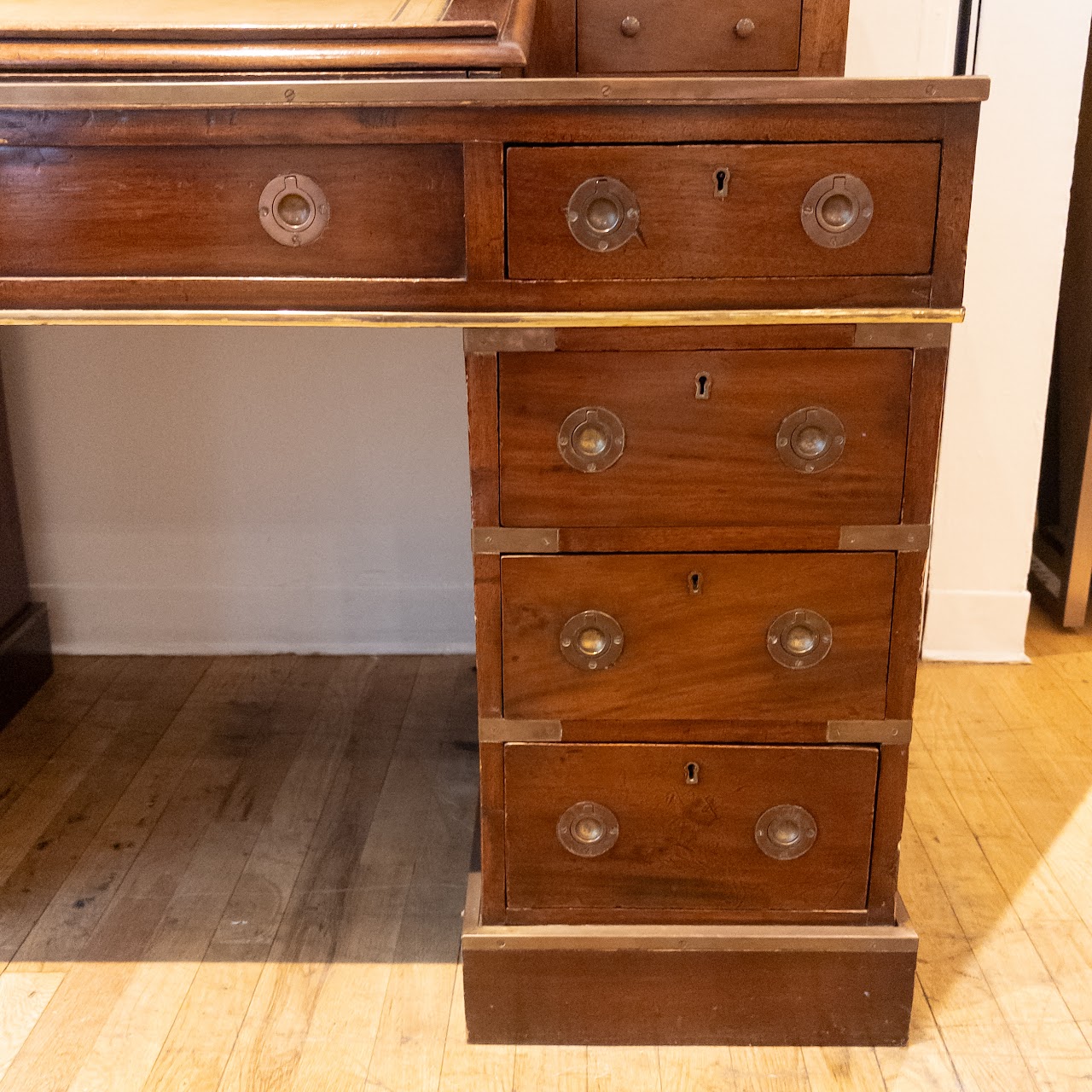 Mahogany Dickens Inspired Leather Top Campaign Desk