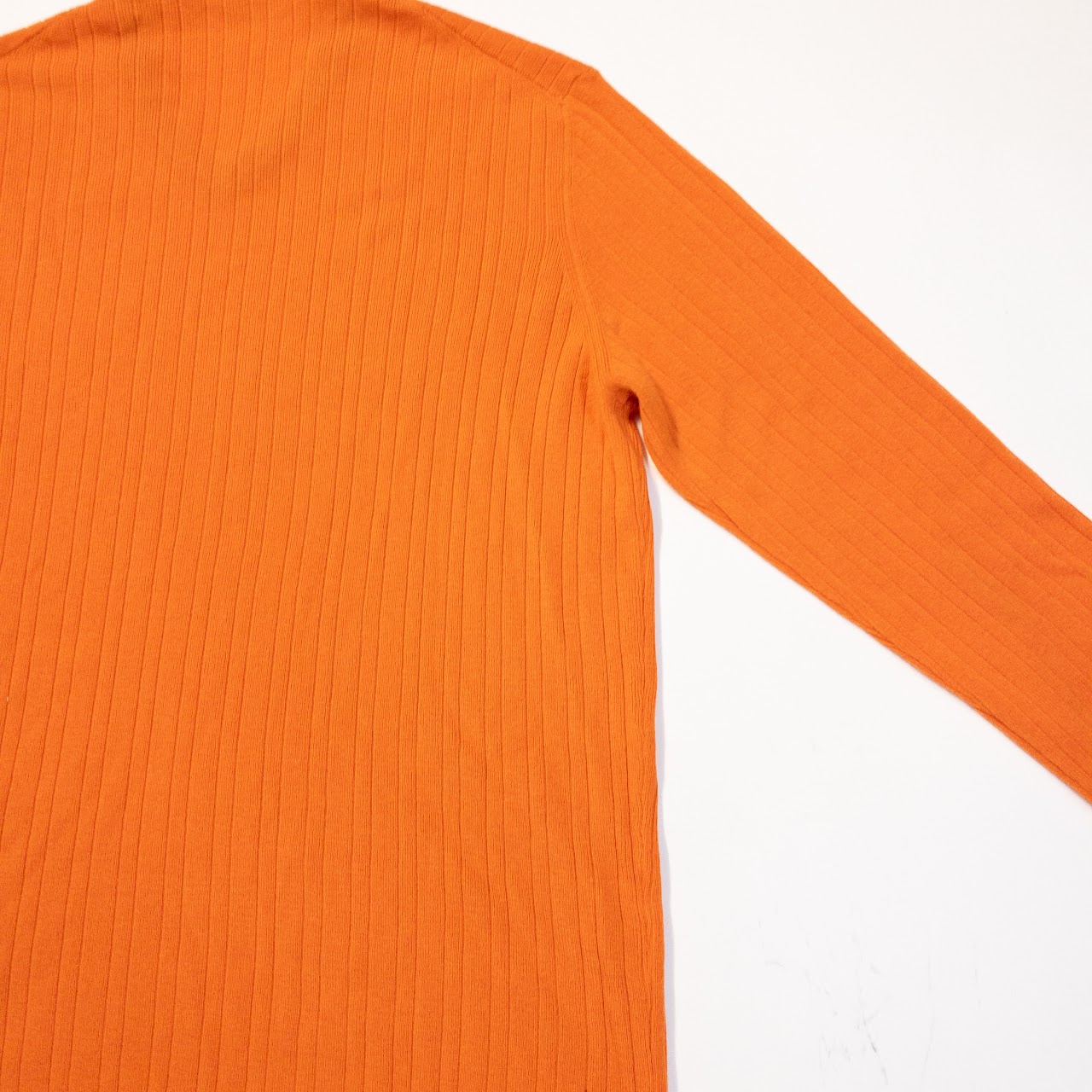 Hermès Pumpkin Orange Vintage Ribbed V-Neck Cashmere Sweater