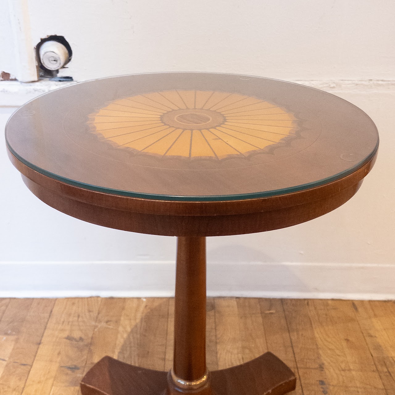 Italian Inlaid Top Pedestal Accent Table