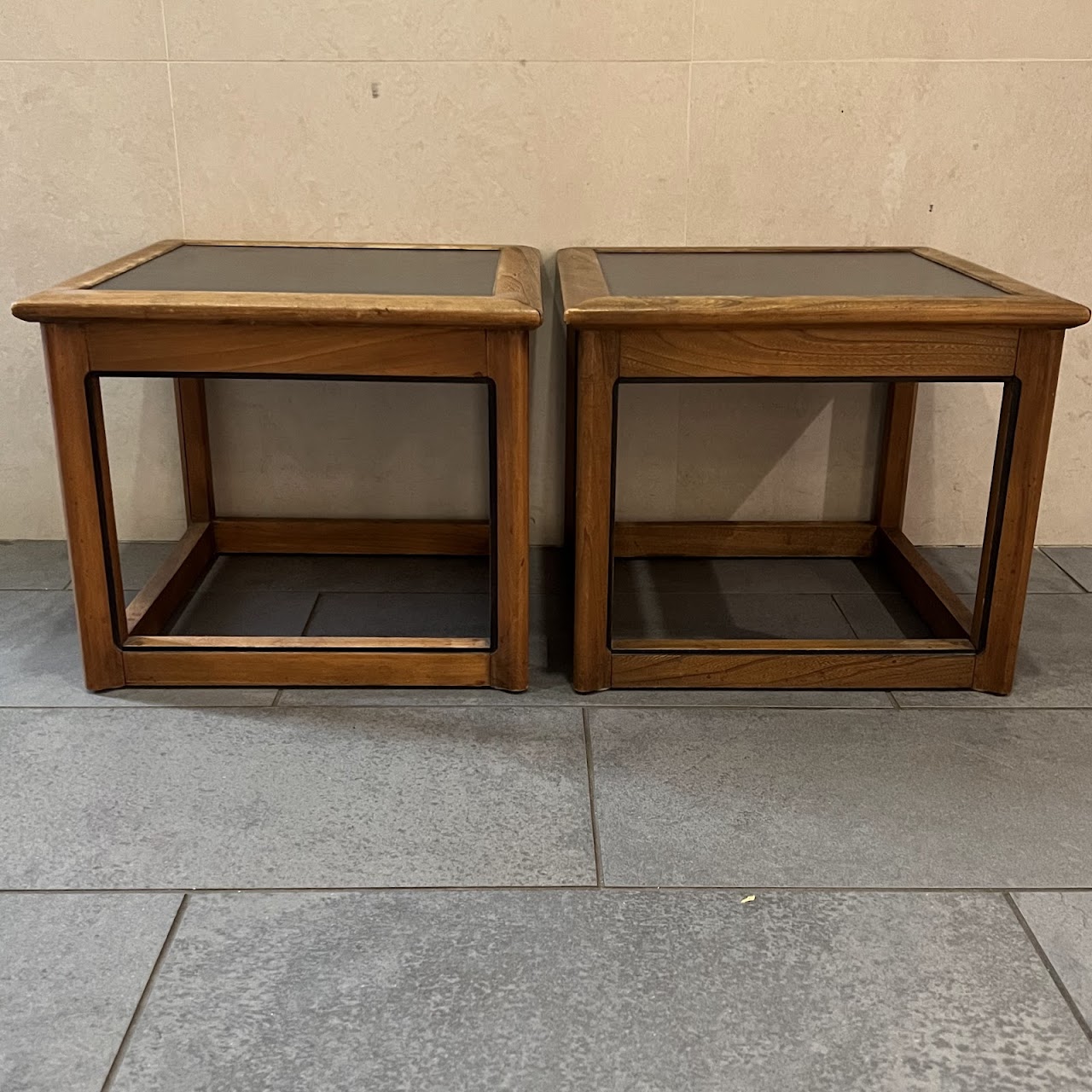 Vintage Elm End Table Pair