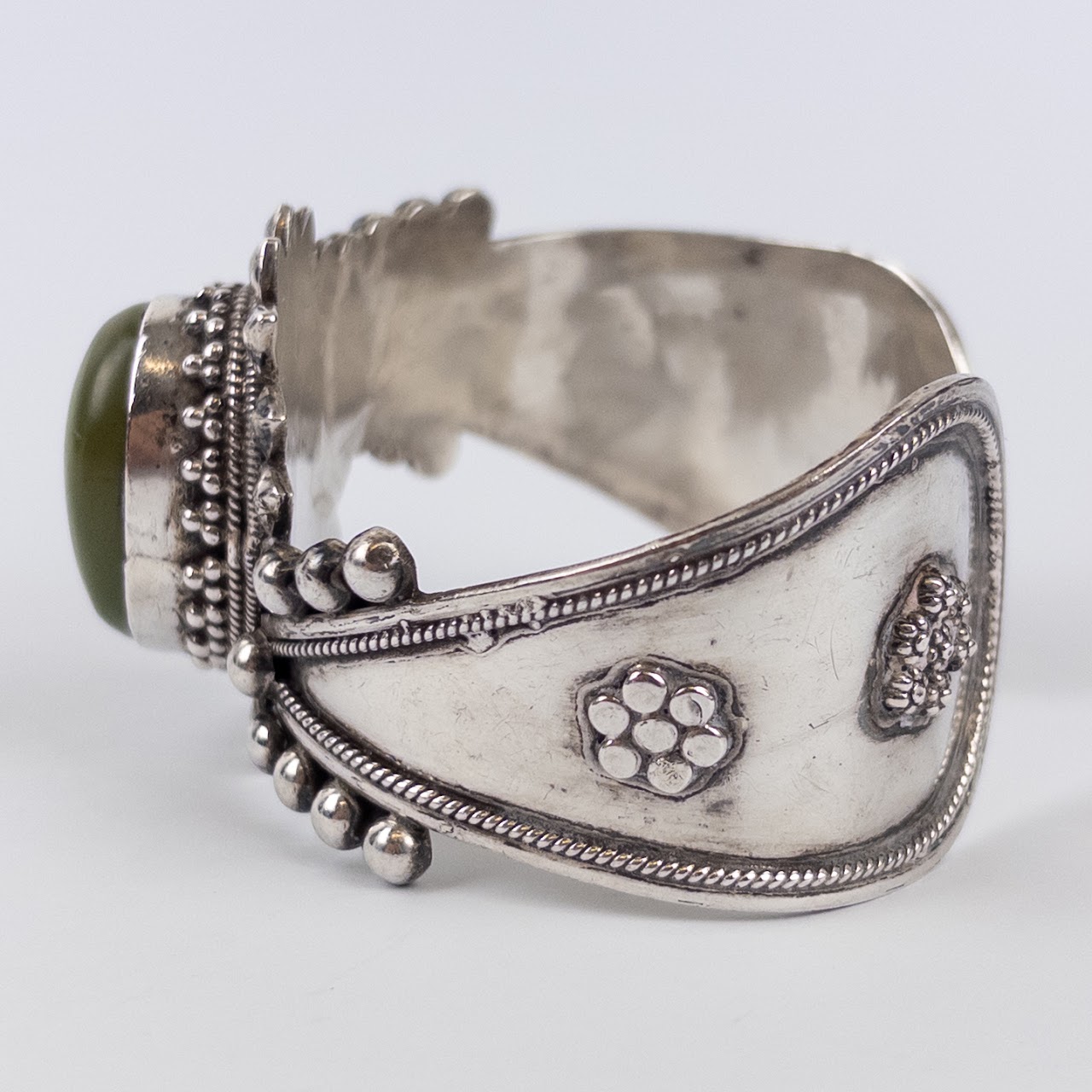 Sterling Silver Open Cuff Bracelet with Cabochon