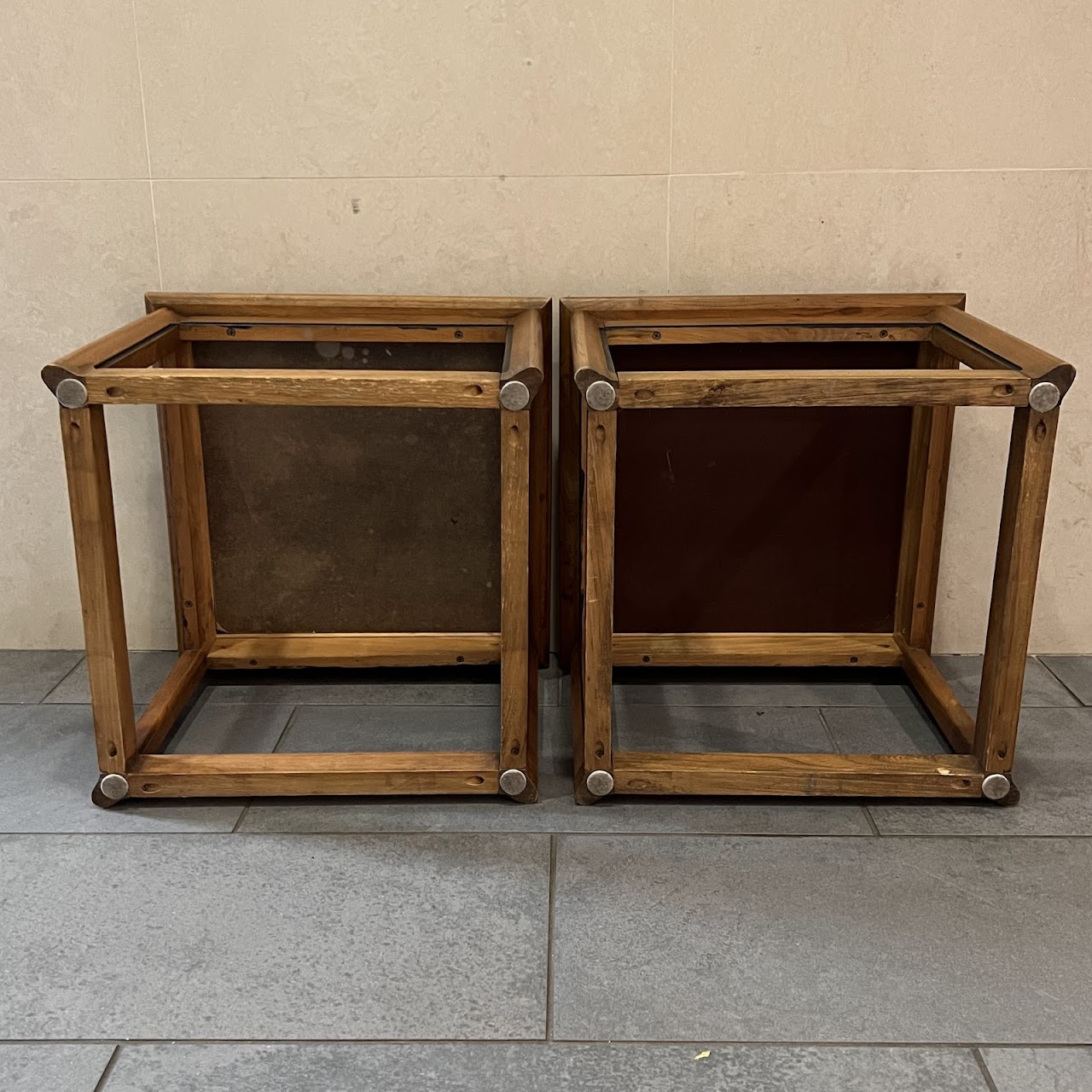 Vintage Elm End Table Pair