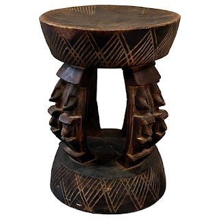 African Dogon Carved Figural Leg Stool