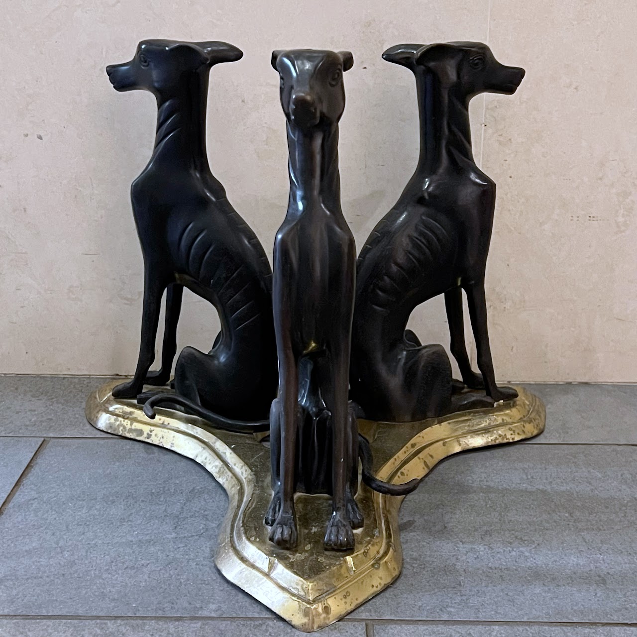 Maitland Smith Mid-Century Bronze Greyhound Cocktail Table Base