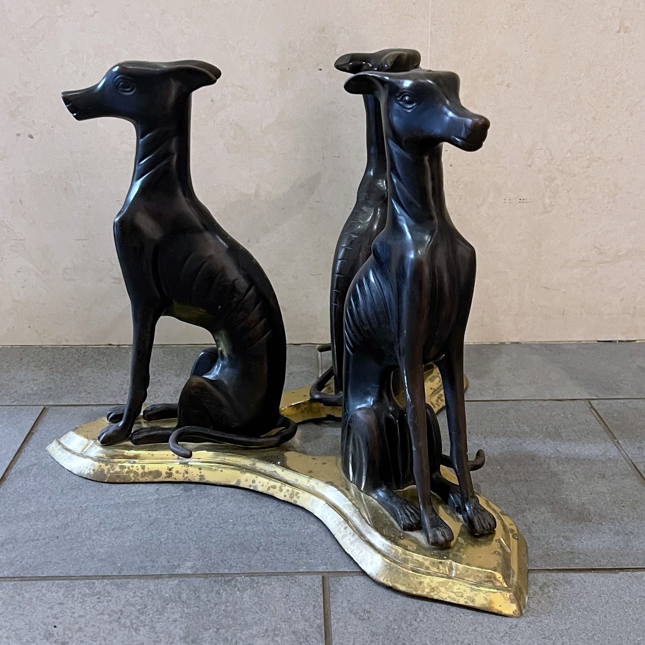 Maitland Smith Mid-Century Bronze Greyhound Cocktail Table Base