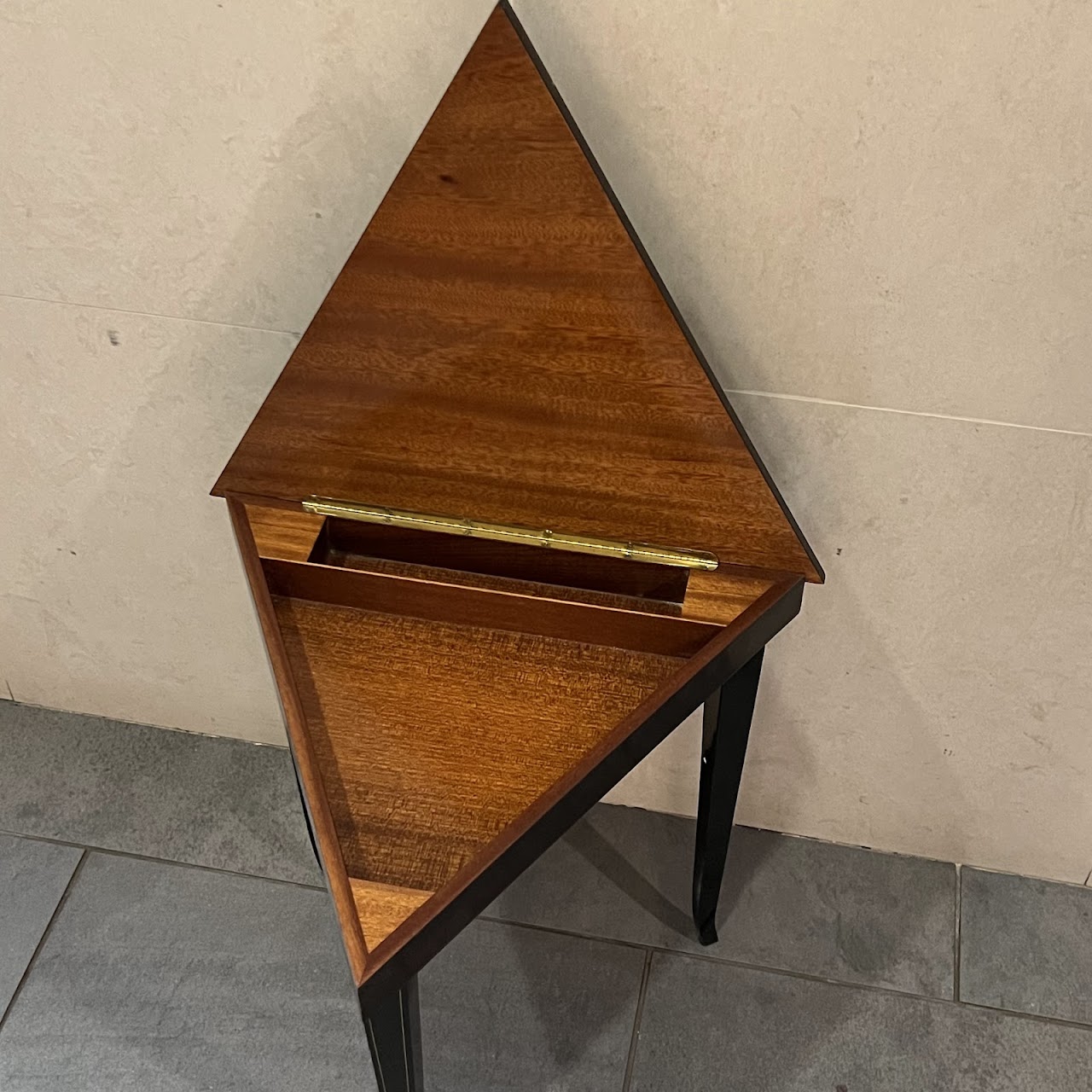 Italian Marquetry Inlaid Triangular Music Table Trio