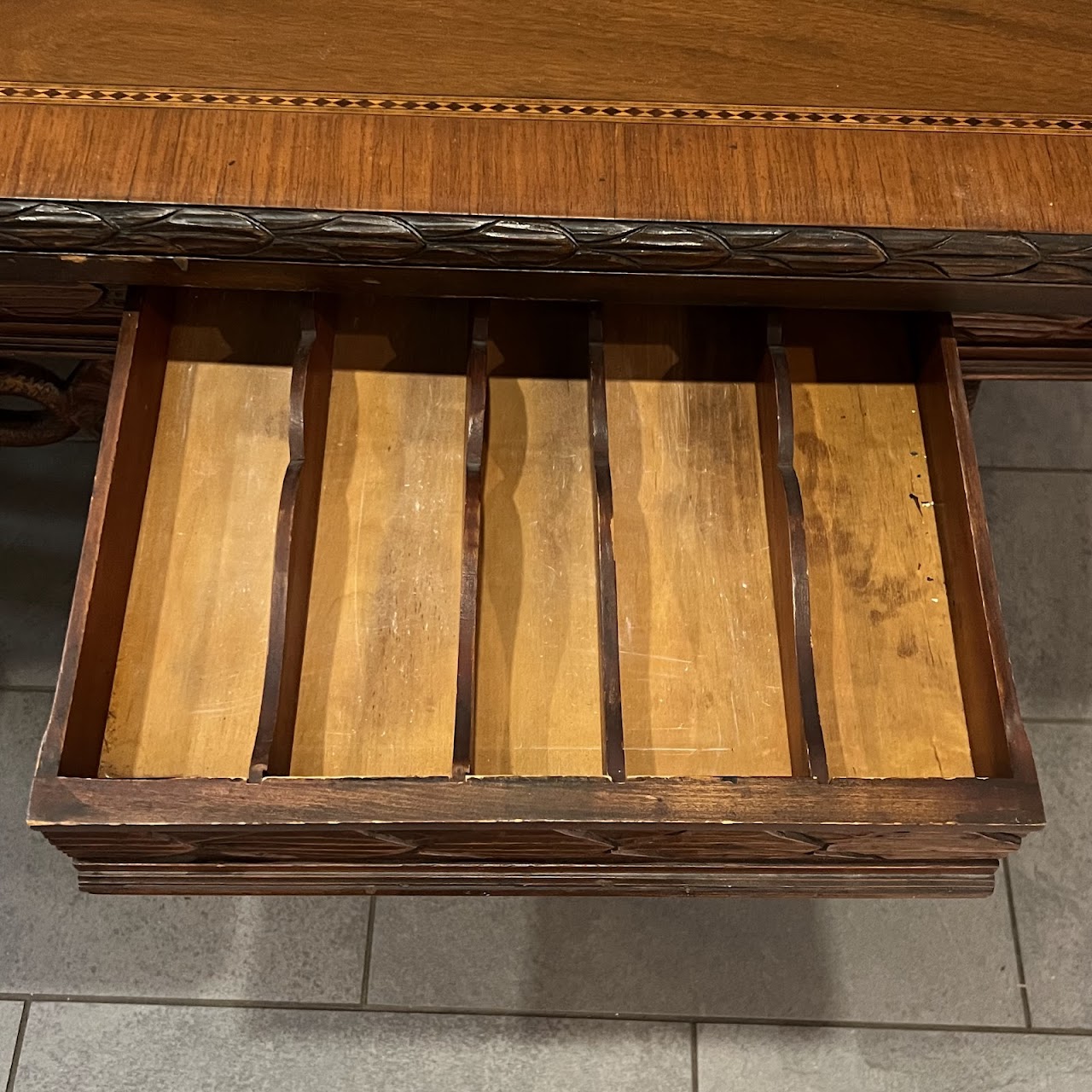 Renaissance Revival Walnut Trestle Base Convertible Buffet and Dining Table