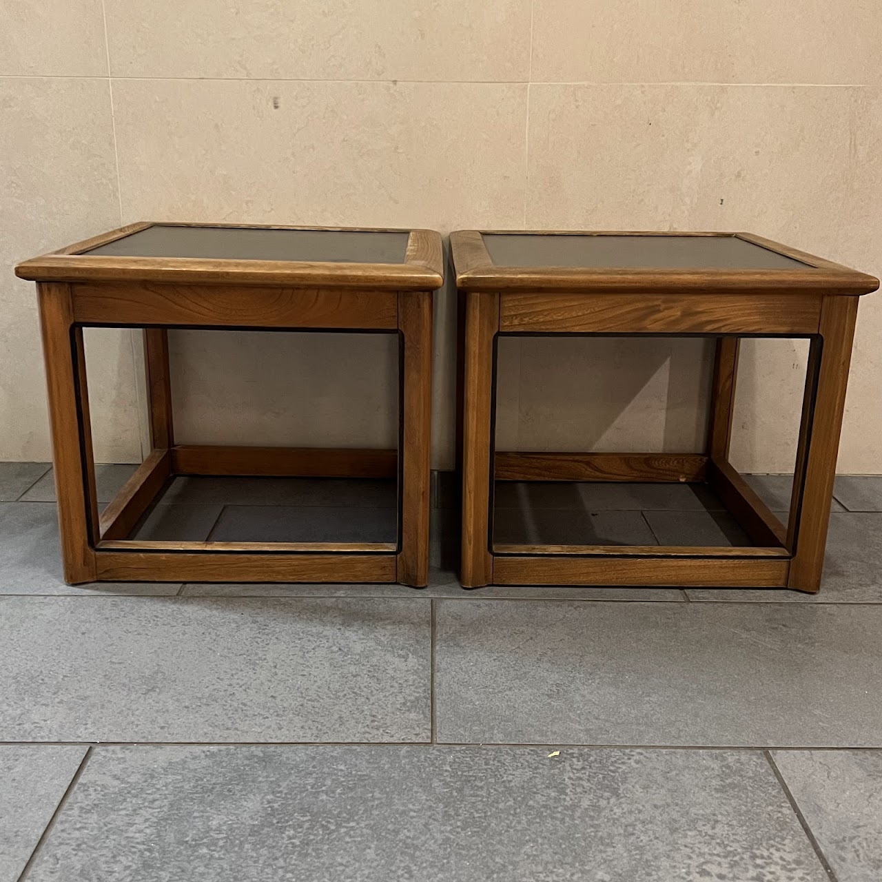 Vintage Elm End Table Pair