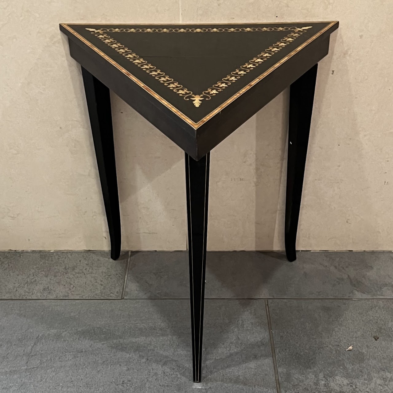 Italian Marquetry Inlaid Triangular Music Table Trio