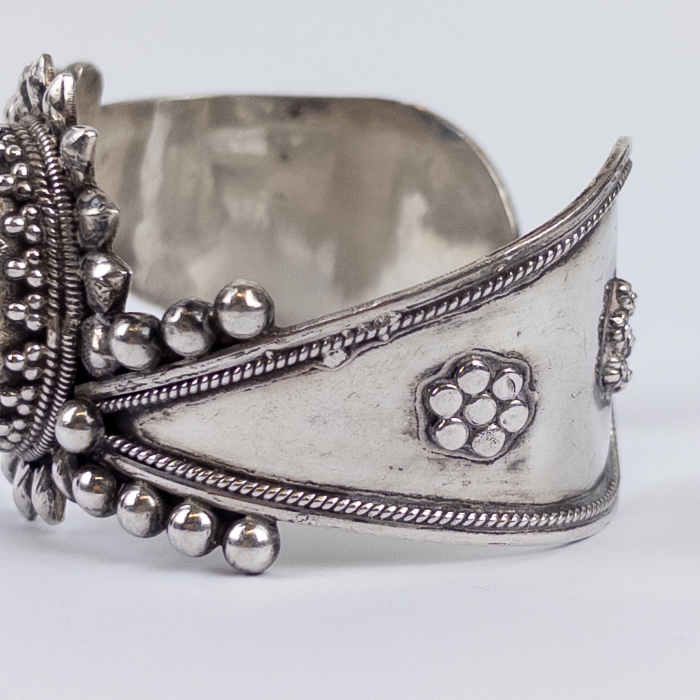 Sterling Silver Open Cuff Bracelet with Cabochon