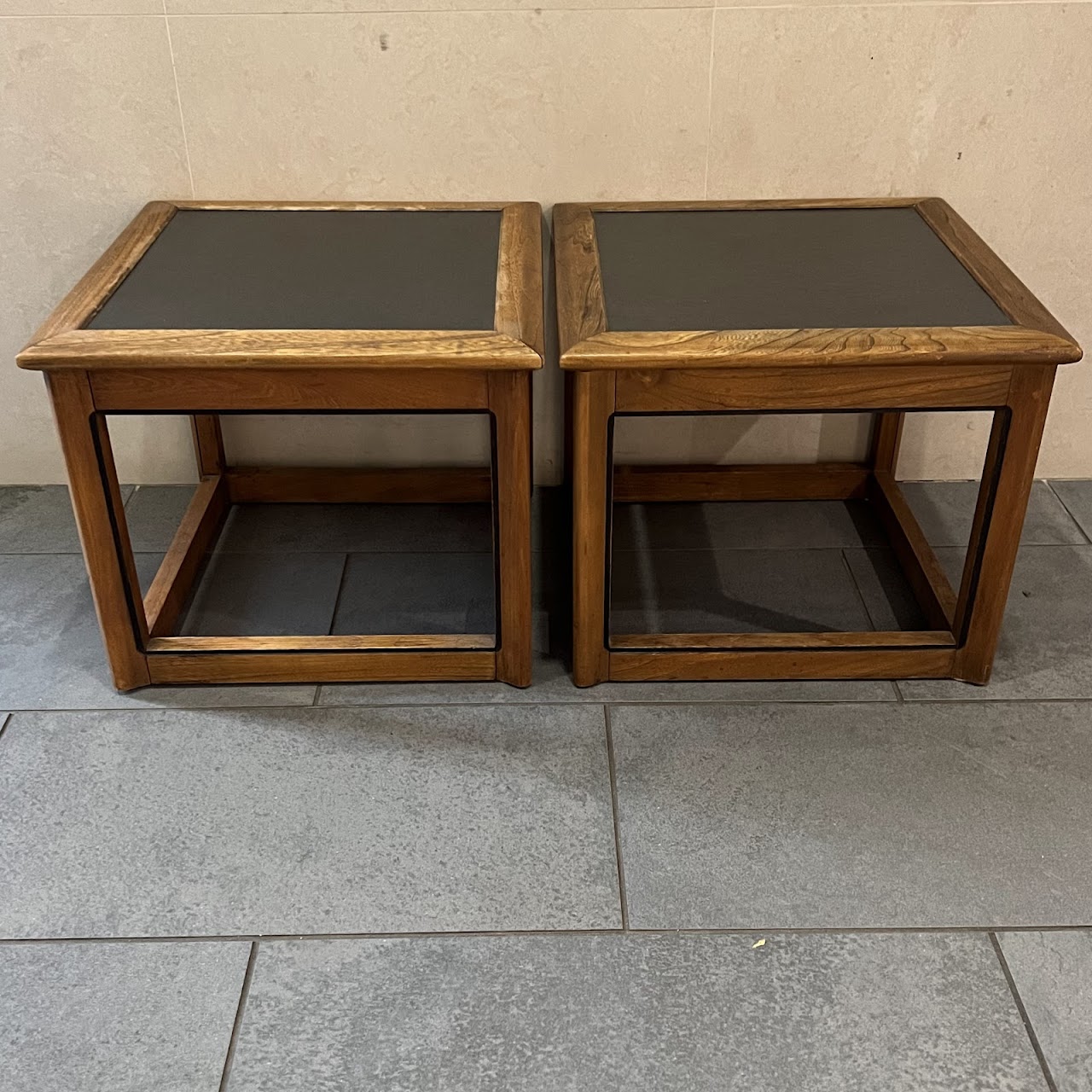 Vintage Elm End Table Pair