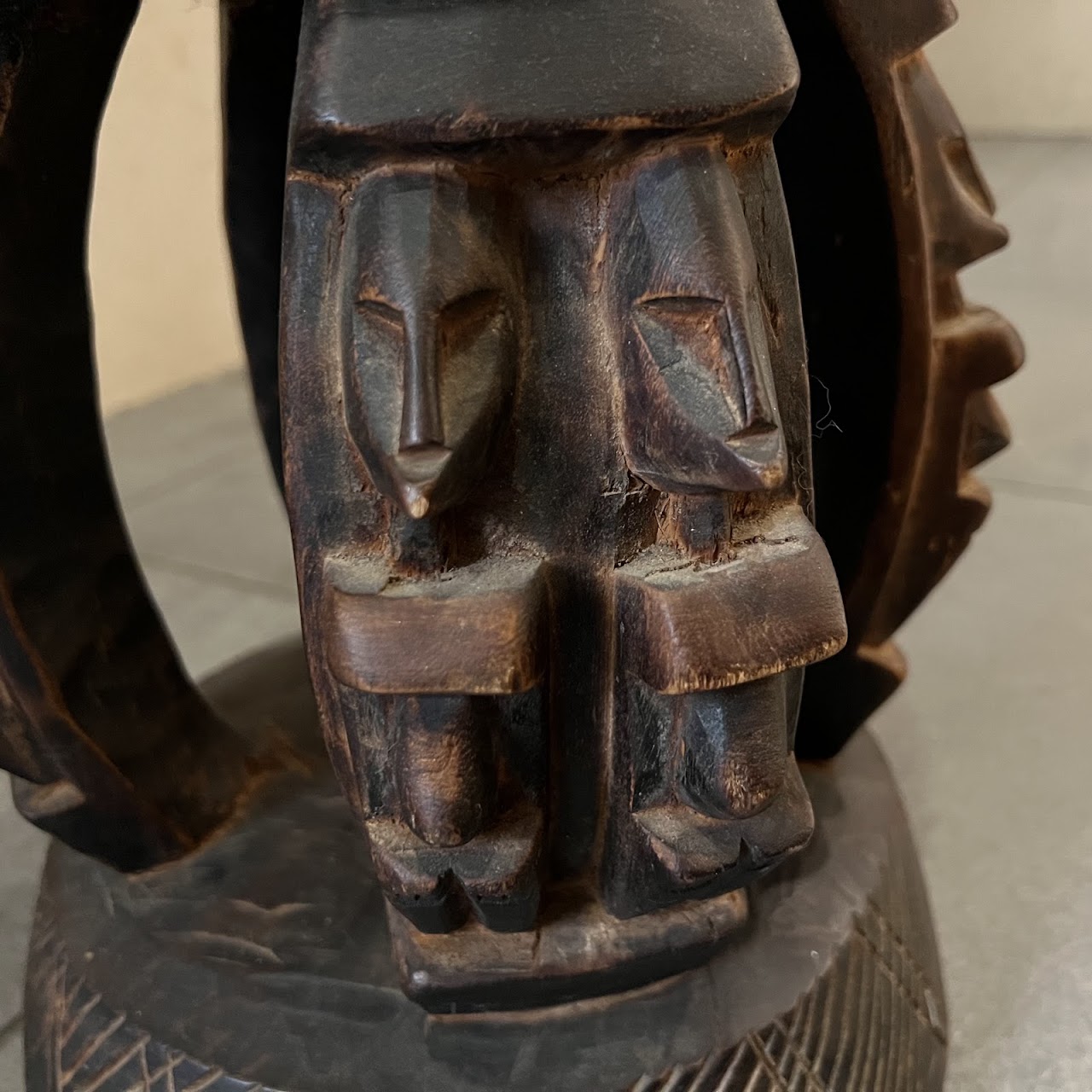 African Dogon Carved Figural Leg Stool