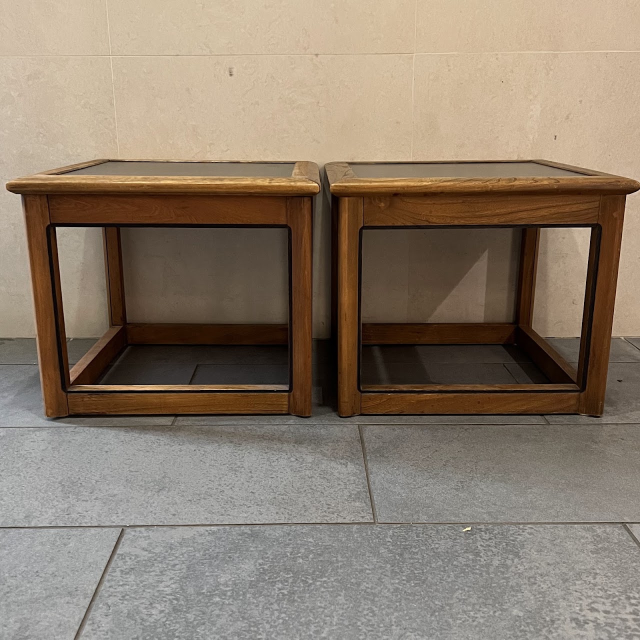 Vintage Elm End Table Pair