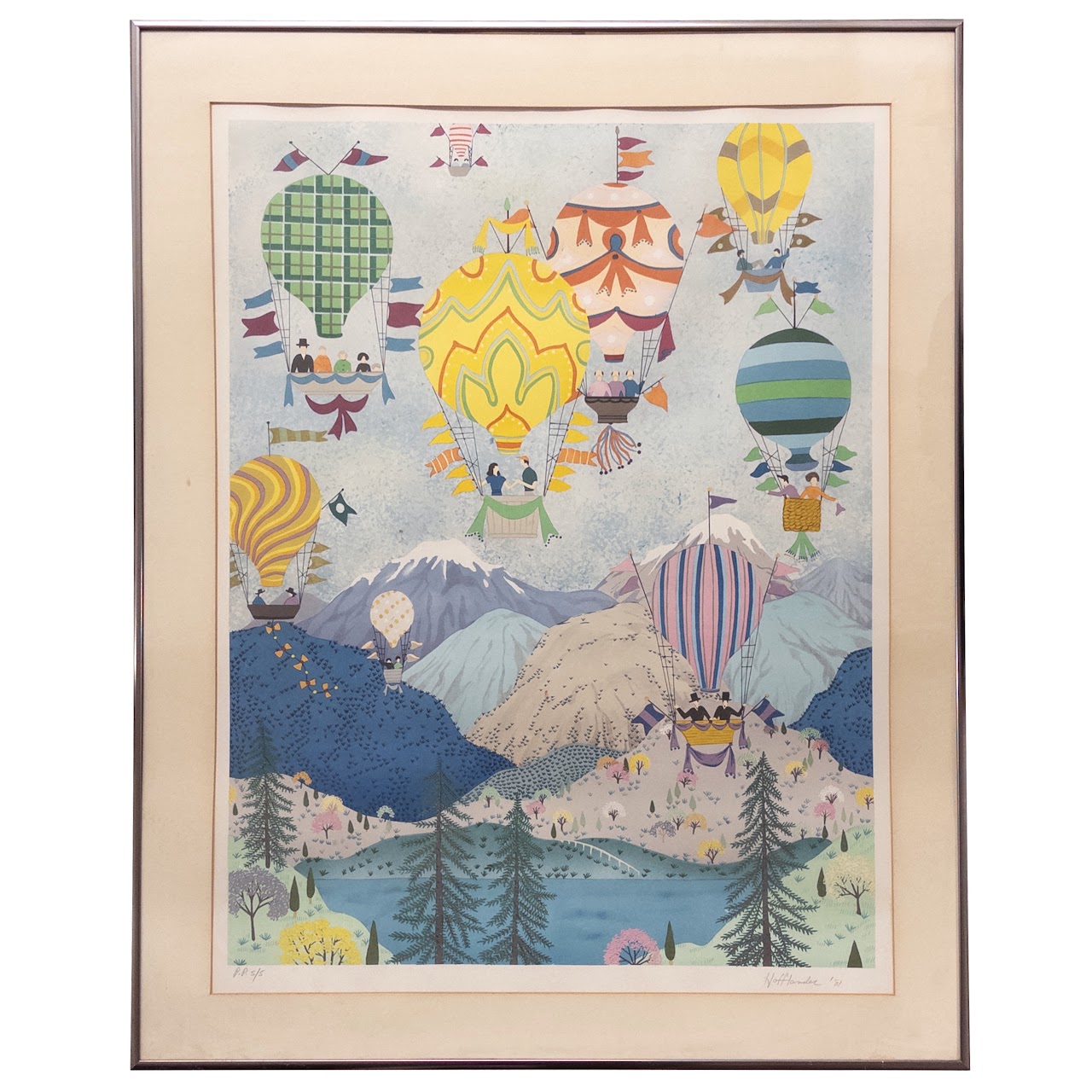 Jack Hofflander 'Rocky Mountain Balloons' Signed Lithograph, 1981