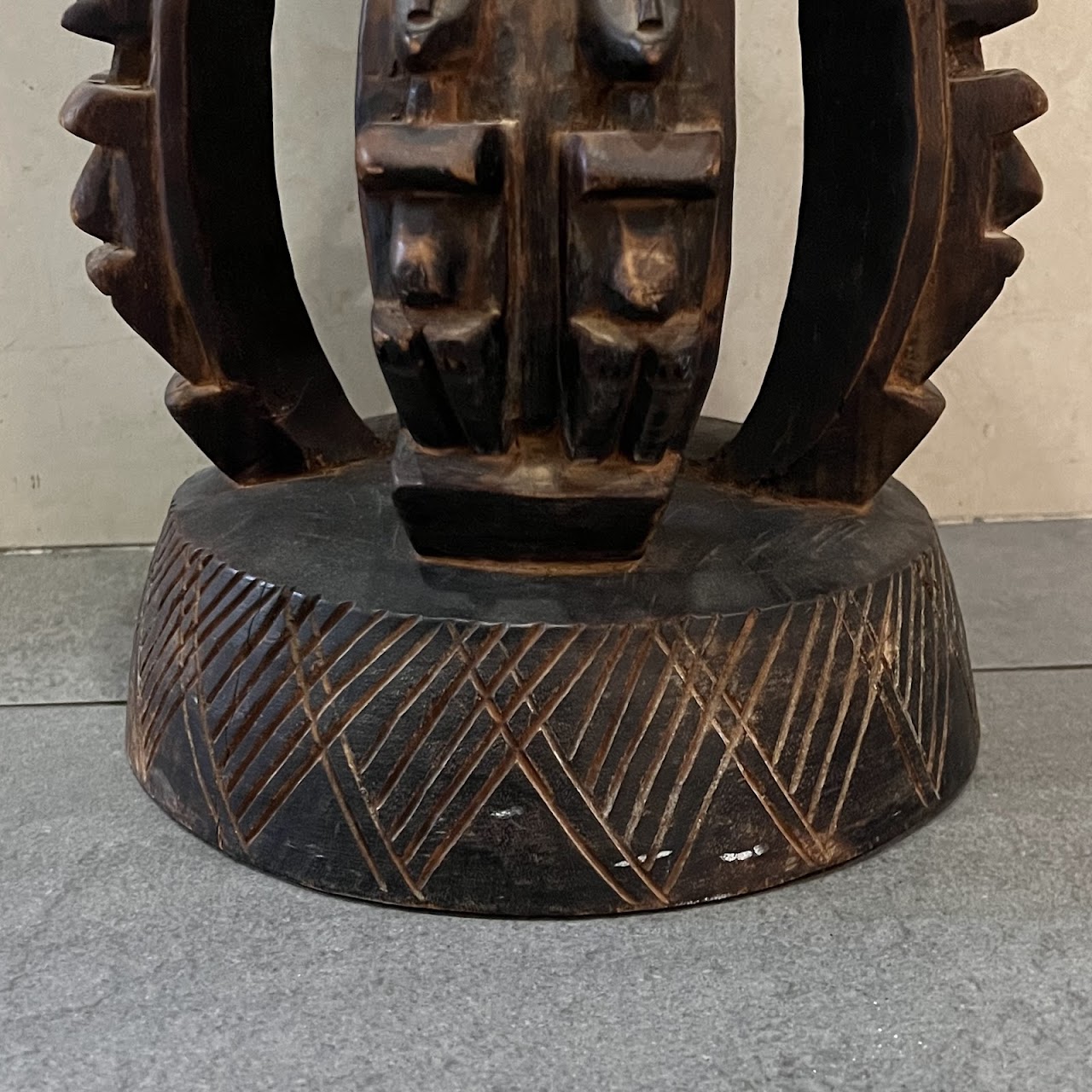 African Dogon Carved Figural Leg Stool